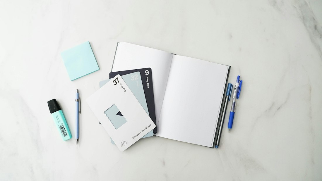 Marble Desk Stationery Flat Lay