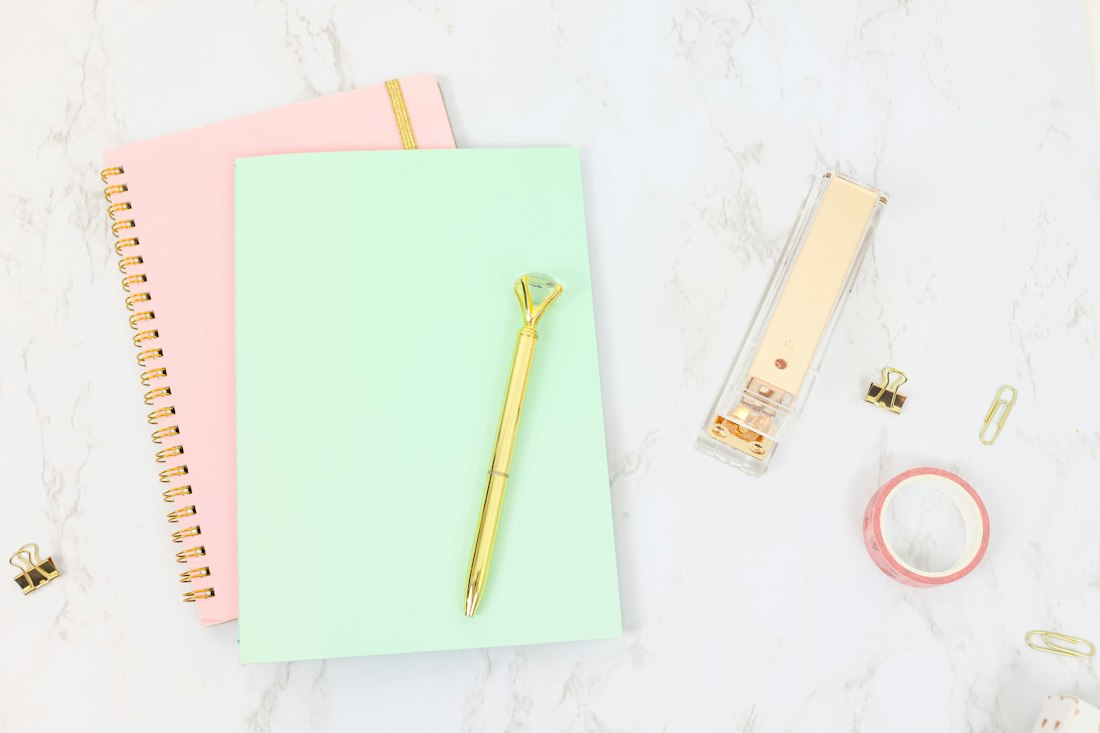 Feminine Pastel Stationery Flat Lay