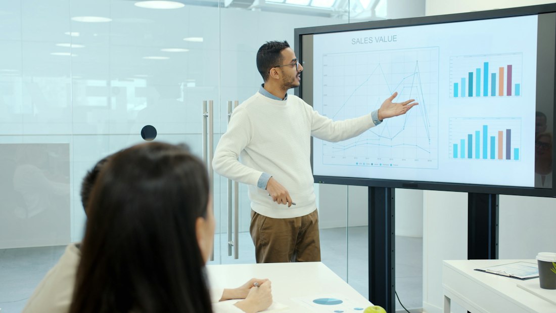 Sales Presentation in Modern Office